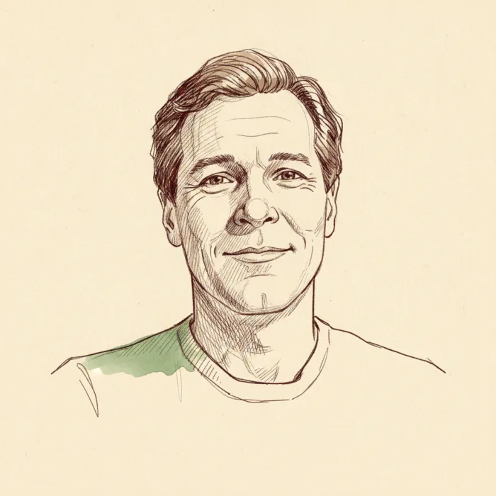 Hand-drawn portrait of Glen Anderson, Partner at NZVC