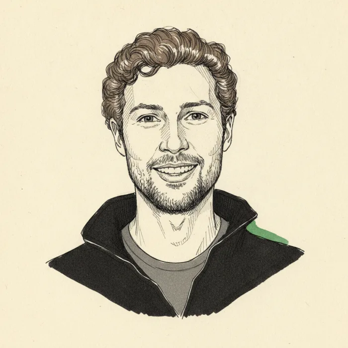 Hand-drawn portrait of Mark Pavlyukovskyy, General Partner at NZVC